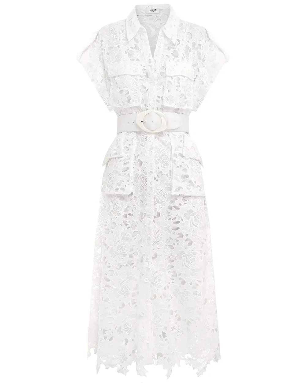 Snow Audrey Lace Midi Shirt Dress