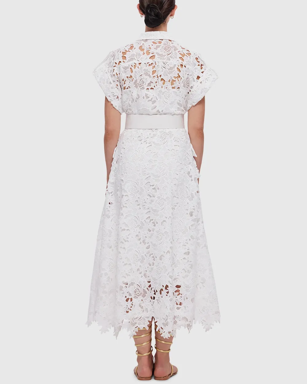 Snow Audrey Lace Midi Shirt Dress