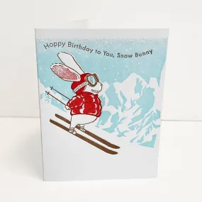 Snow Bunny Happy Birthday Card