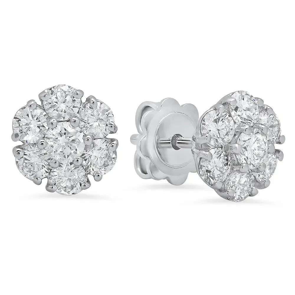 Snow White Diamond Stud Earrings