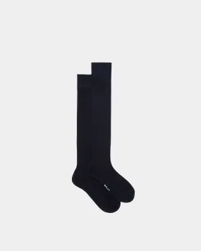 Socks In Navy Blue Cotton 