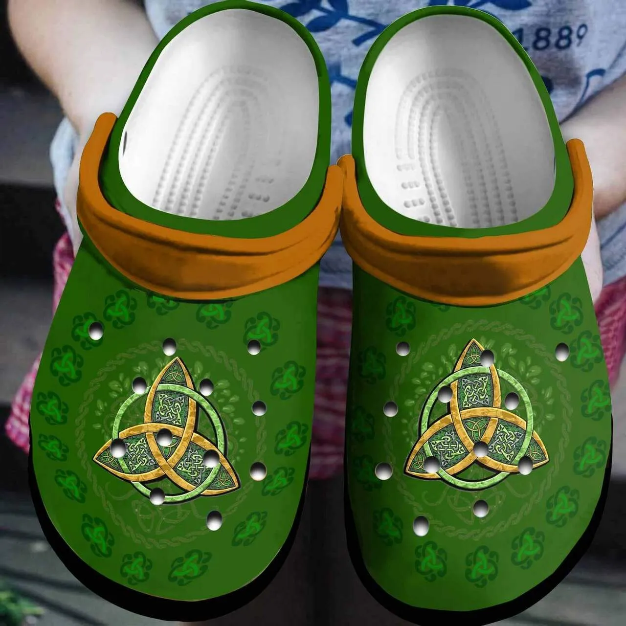 St Patrick’s Day Irish Celtics Green And Orange Crocband Crocs Shoes