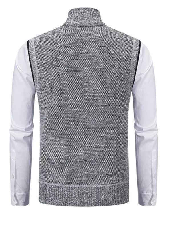 Stand Collar Sleeveless Knitted Men Vests