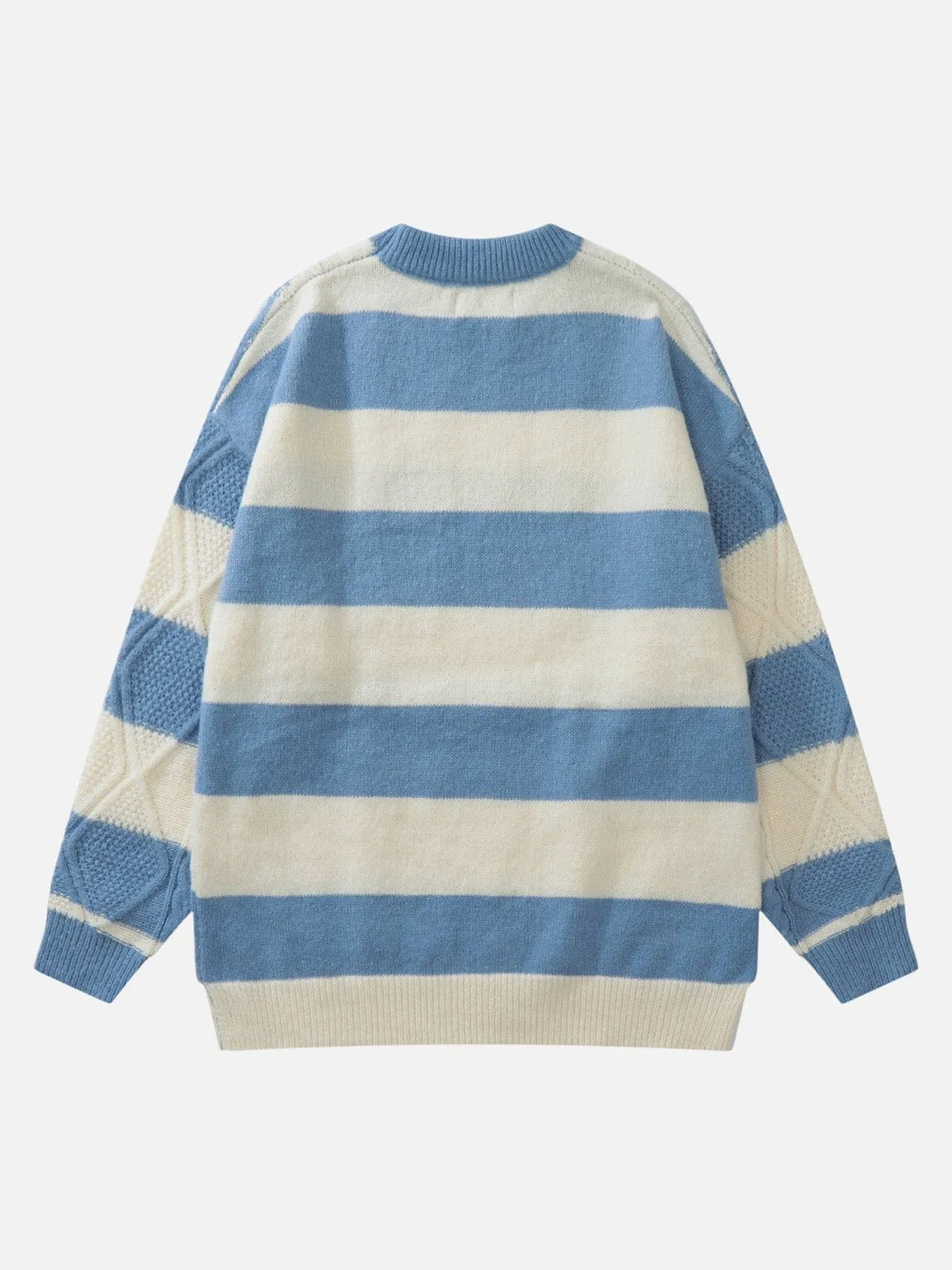 Stripe Pattern Cable Knit Sweater