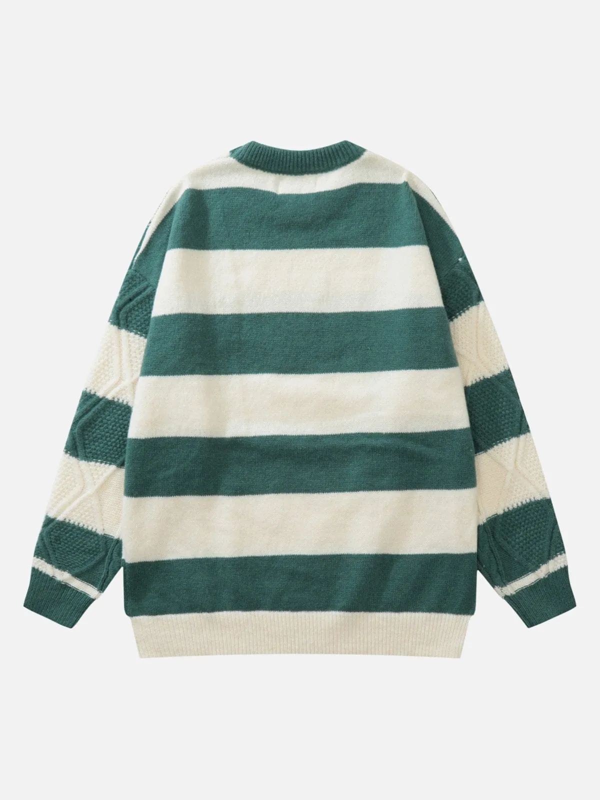 Stripe Pattern Cable Knit Sweater