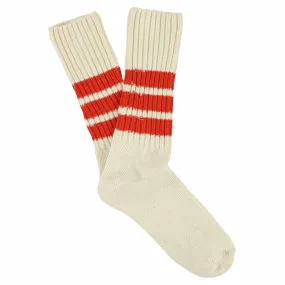 Stripes Crew Socks - Ecru / Orange