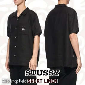 STUSSY  |Button-down Street Style Cotton Short Sleeves Logo