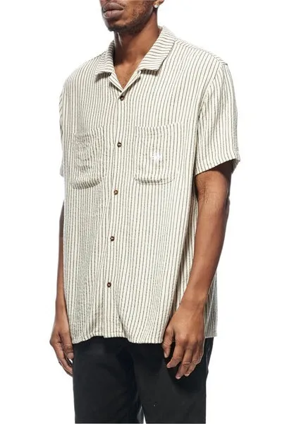 STUSSY  |Button-down Stripes Street Style Cotton Short Sleeves Logo