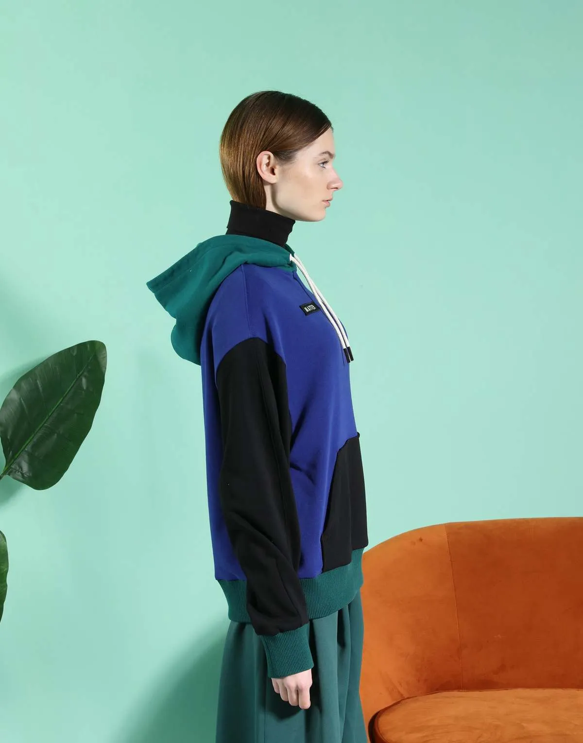 Subdue Colour block Hoodies - Electric Blue