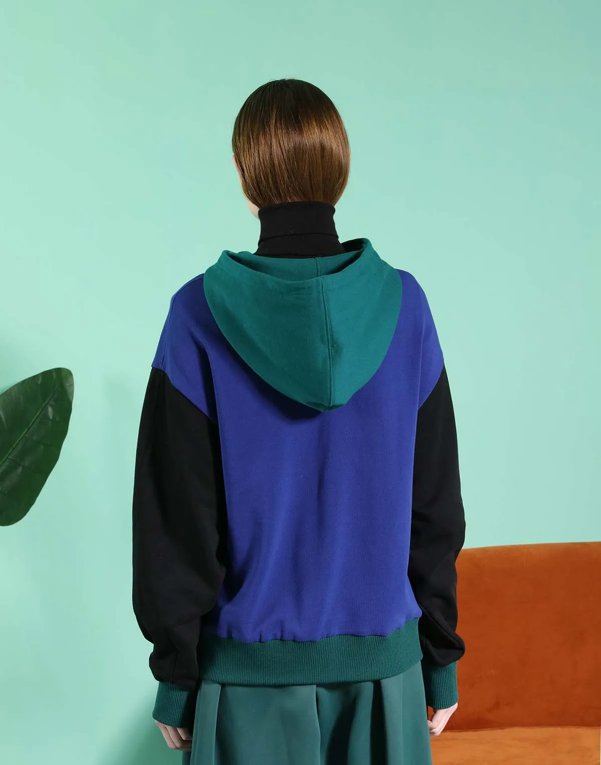 Subdue Colour block Hoodies - Electric Blue