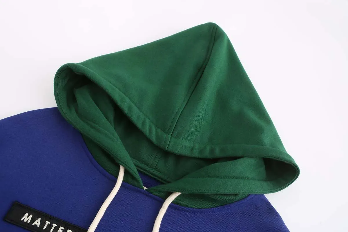 Subdue Colour block Hoodies - Electric Blue