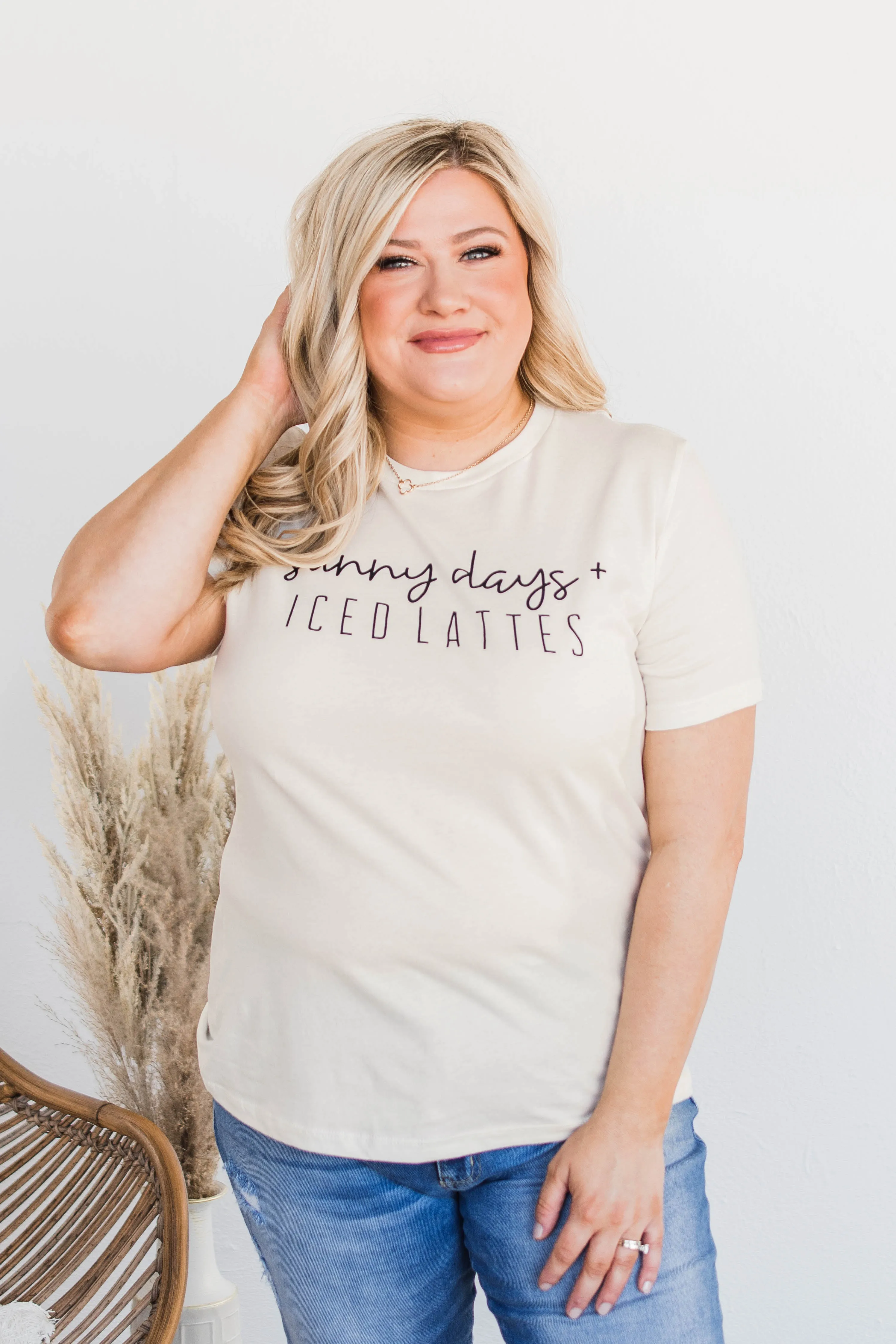 Sunny Days & Iced Lattes Graphic Tee- Ivory