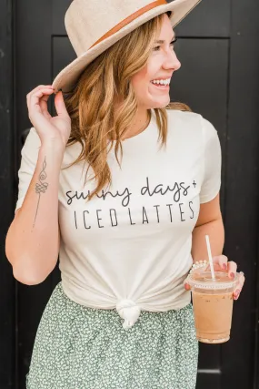 Sunny Days & Iced Lattes Graphic Tee- Ivory