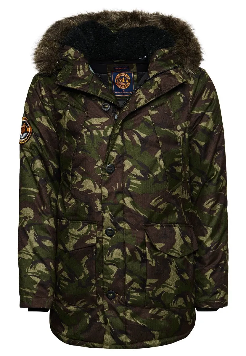 Superdry Hooded Everest Puffer Jacket Marl Camo Green