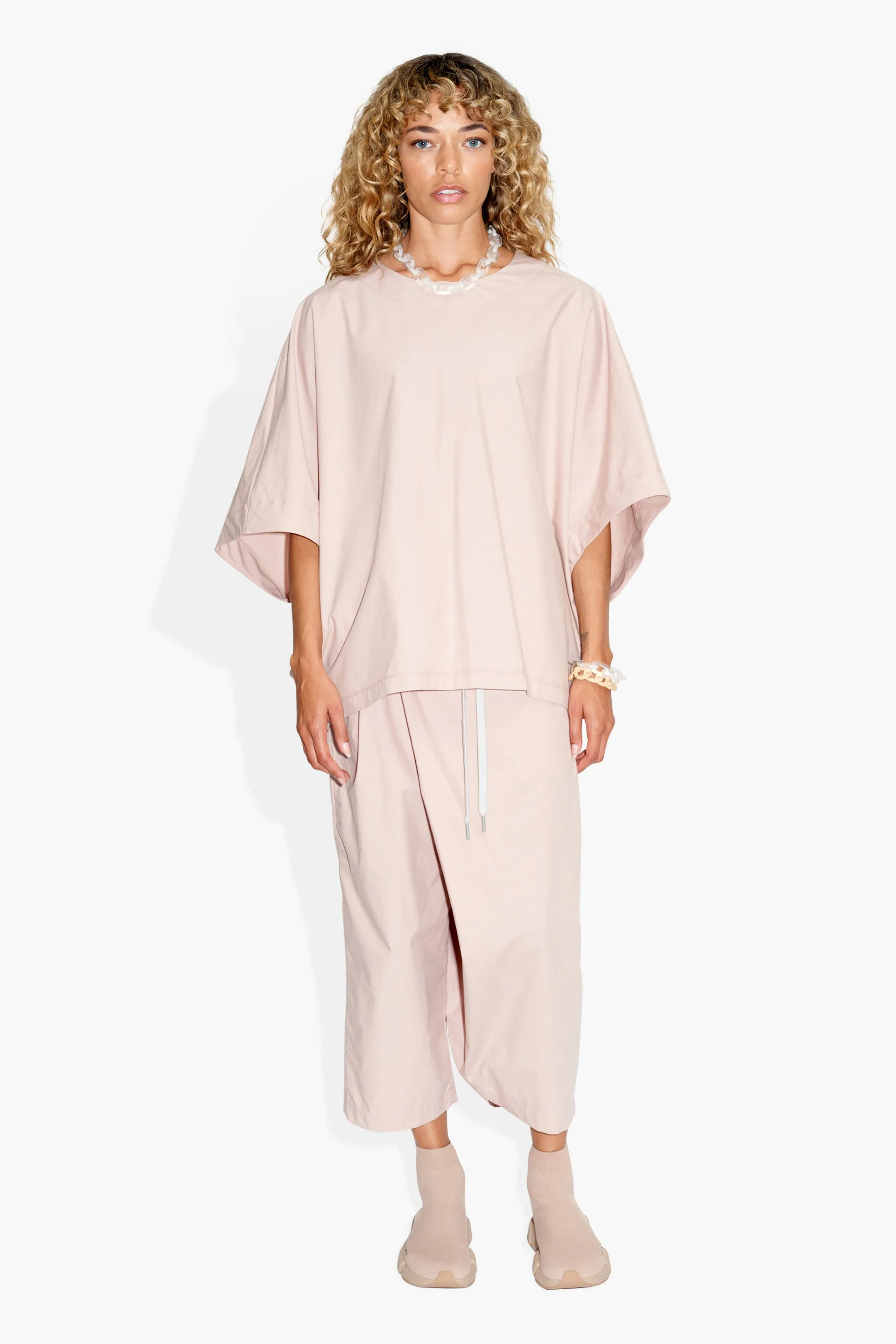 Tethered Poncho Poplin Rose