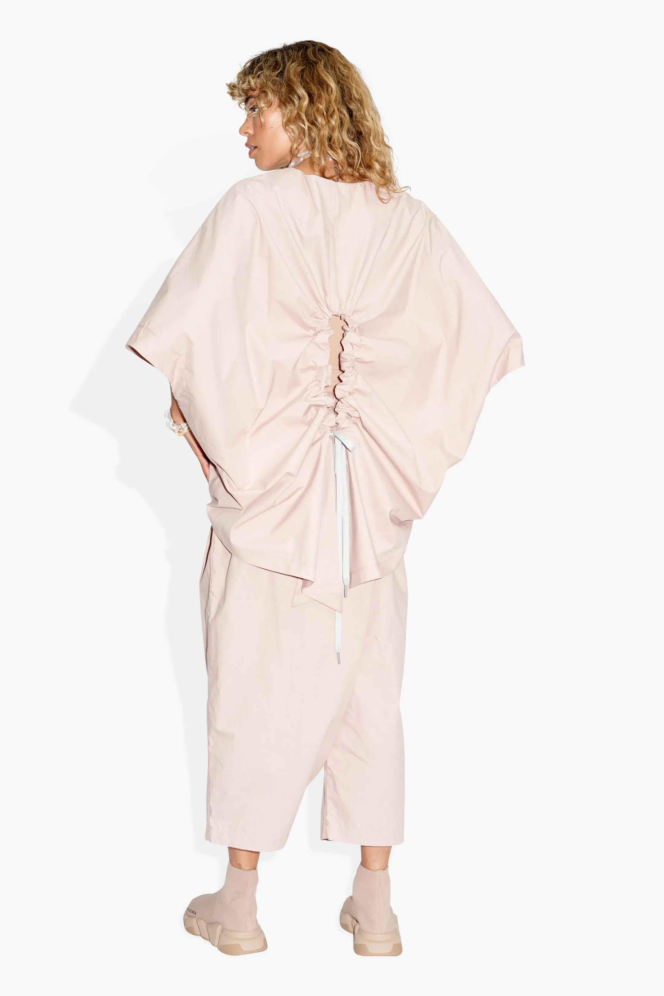 Tethered Poncho Poplin Rose