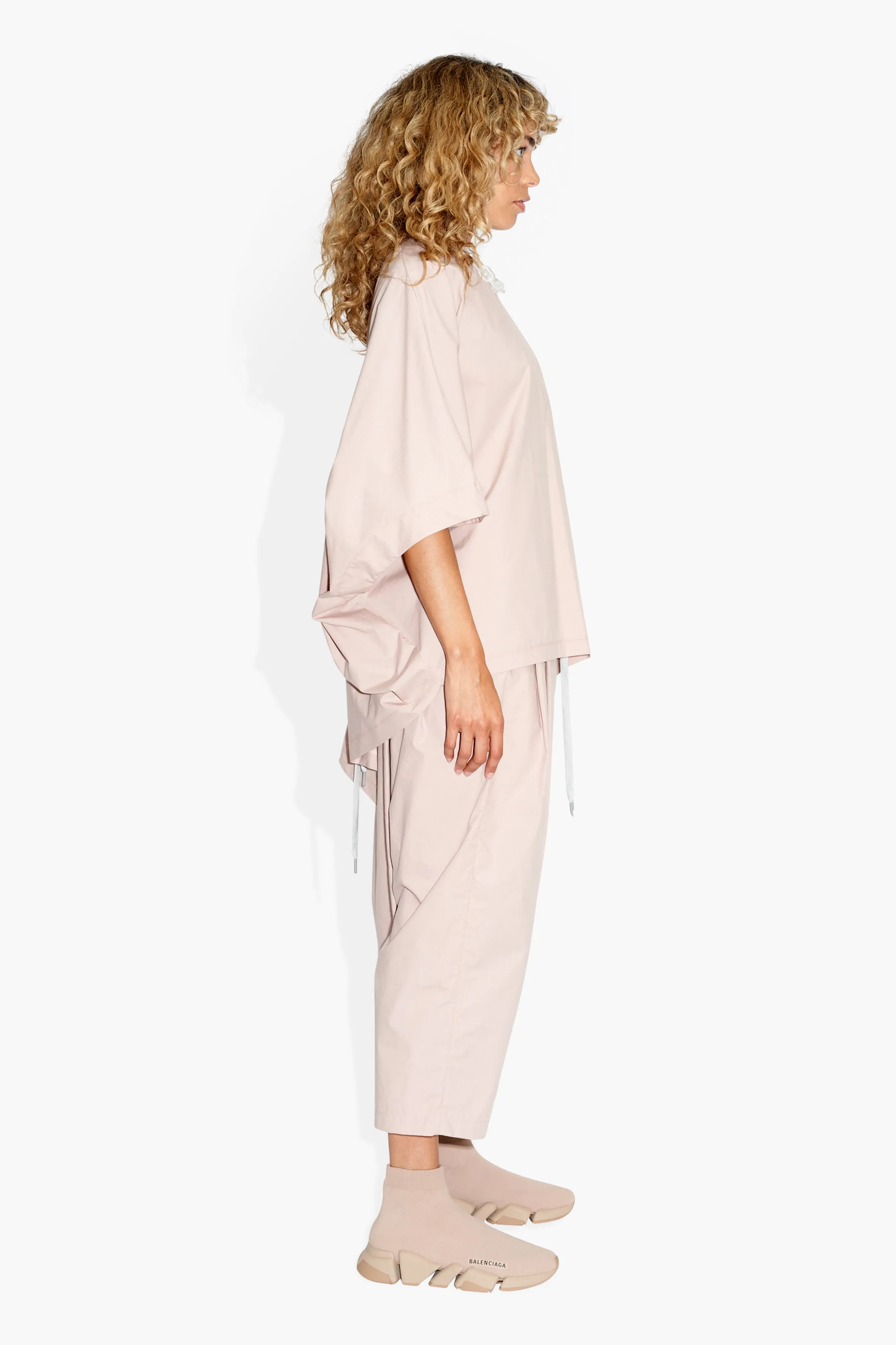 Tethered Poncho Poplin Rose