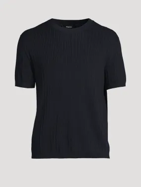 THEORY Short-Sleeve Cable-Knit Sweater