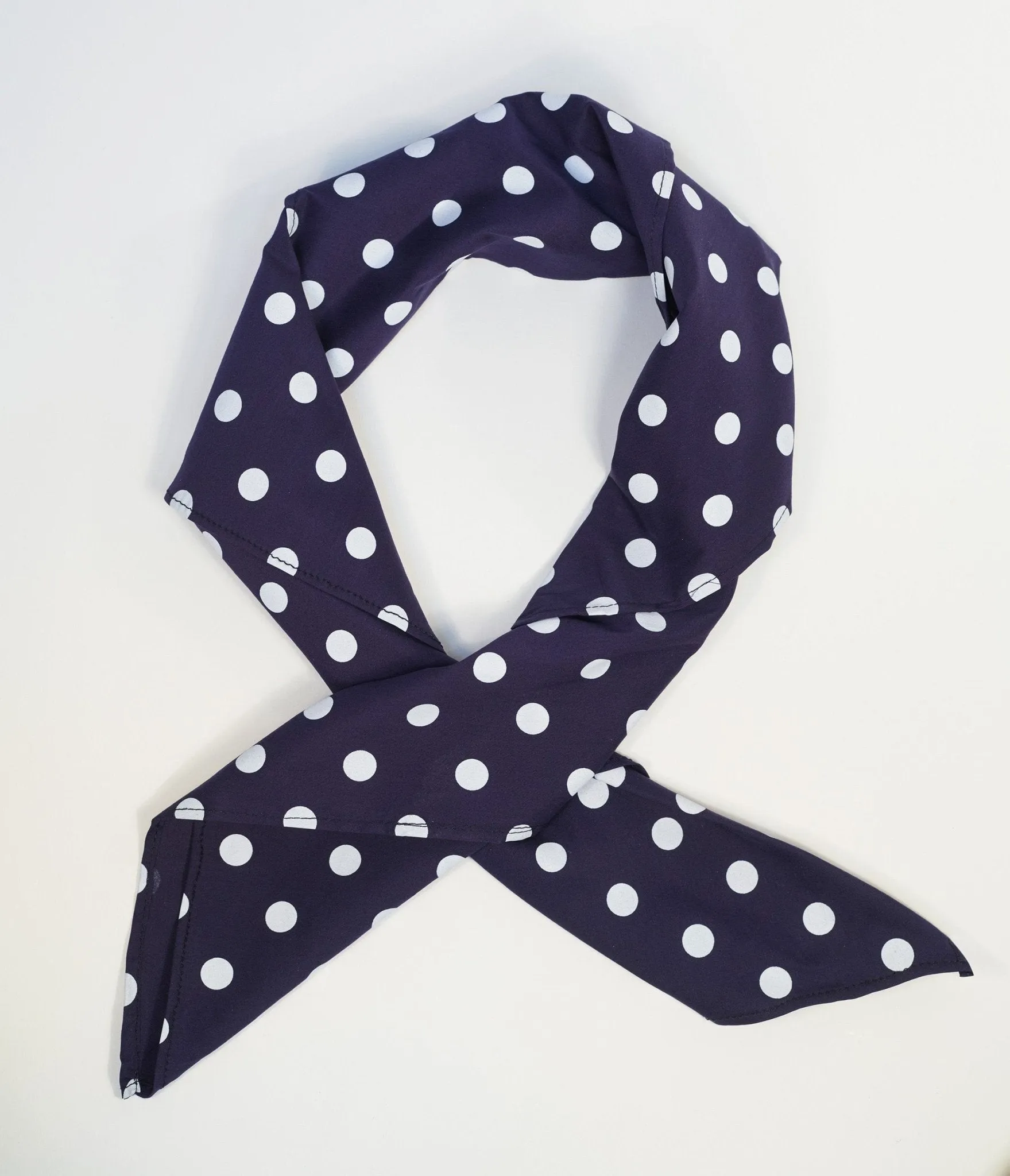 Unique Vintage Navy & White Dots Hair Scarf