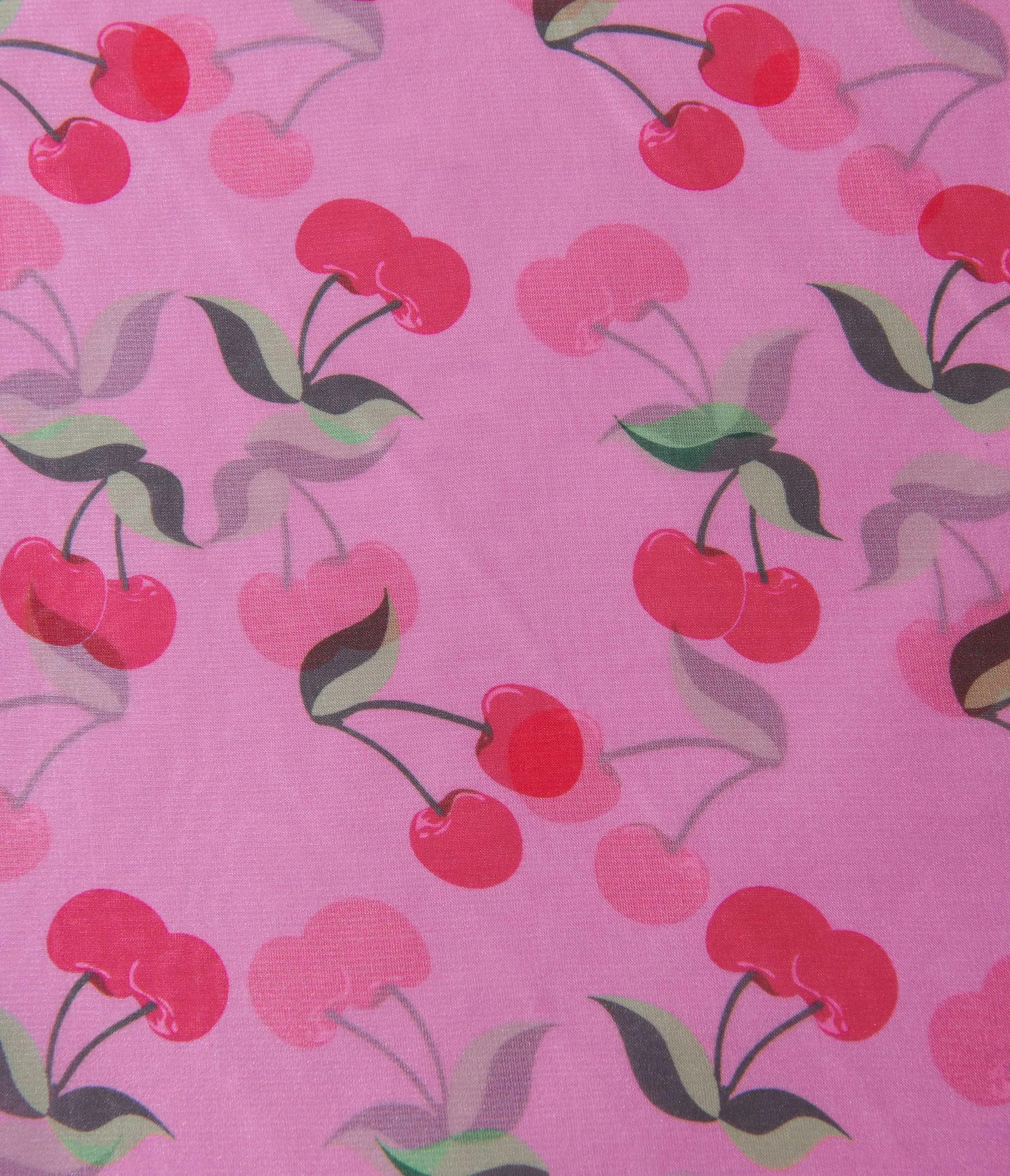 Unique Vintage Pink & Cherries Print Hair Scarf