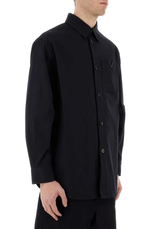 VALENTINO  |Button-down Unisex Street Style Cotton Logo Front Button