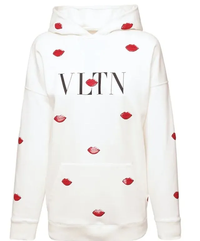 VALENTINO  |Heart Blended Fabrics Long Sleeves Cotton Medium Logo