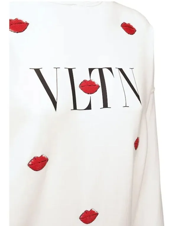 VALENTINO  |Heart Blended Fabrics Long Sleeves Cotton Medium Logo