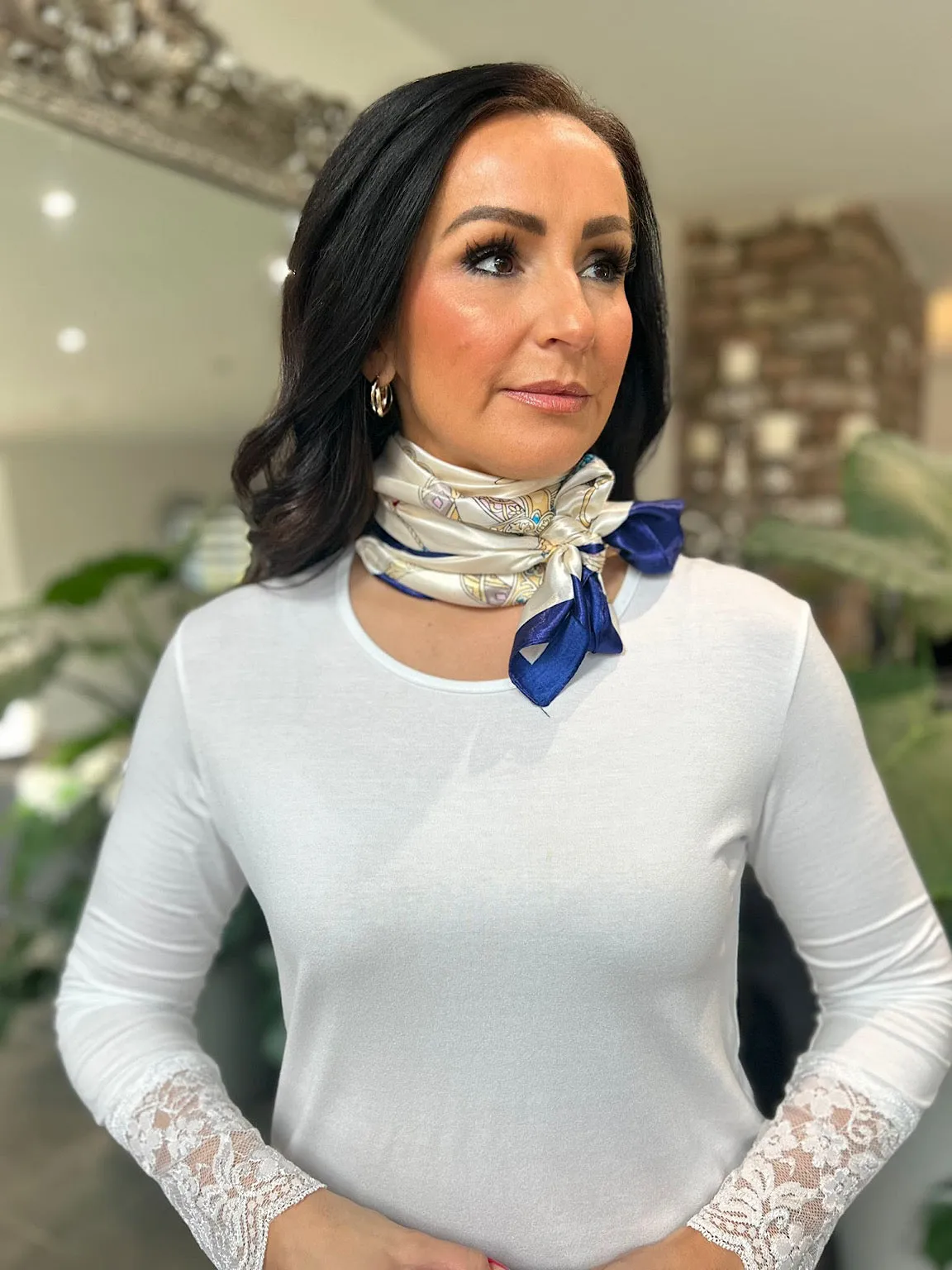 Vanilla Silk Style Gem Rope Scarf