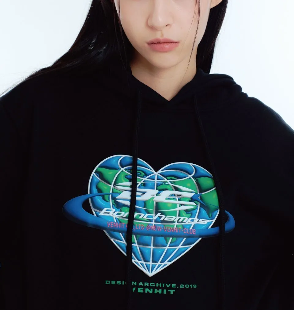 VENHIT  |Heart Unisex Sweat Street Style Long Sleeves Oversized Logo