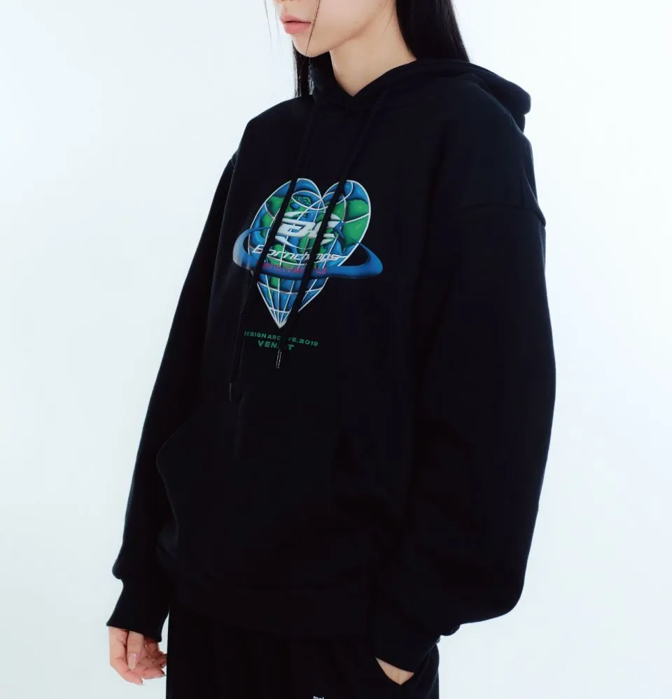 VENHIT  |Heart Unisex Sweat Street Style Long Sleeves Oversized Logo