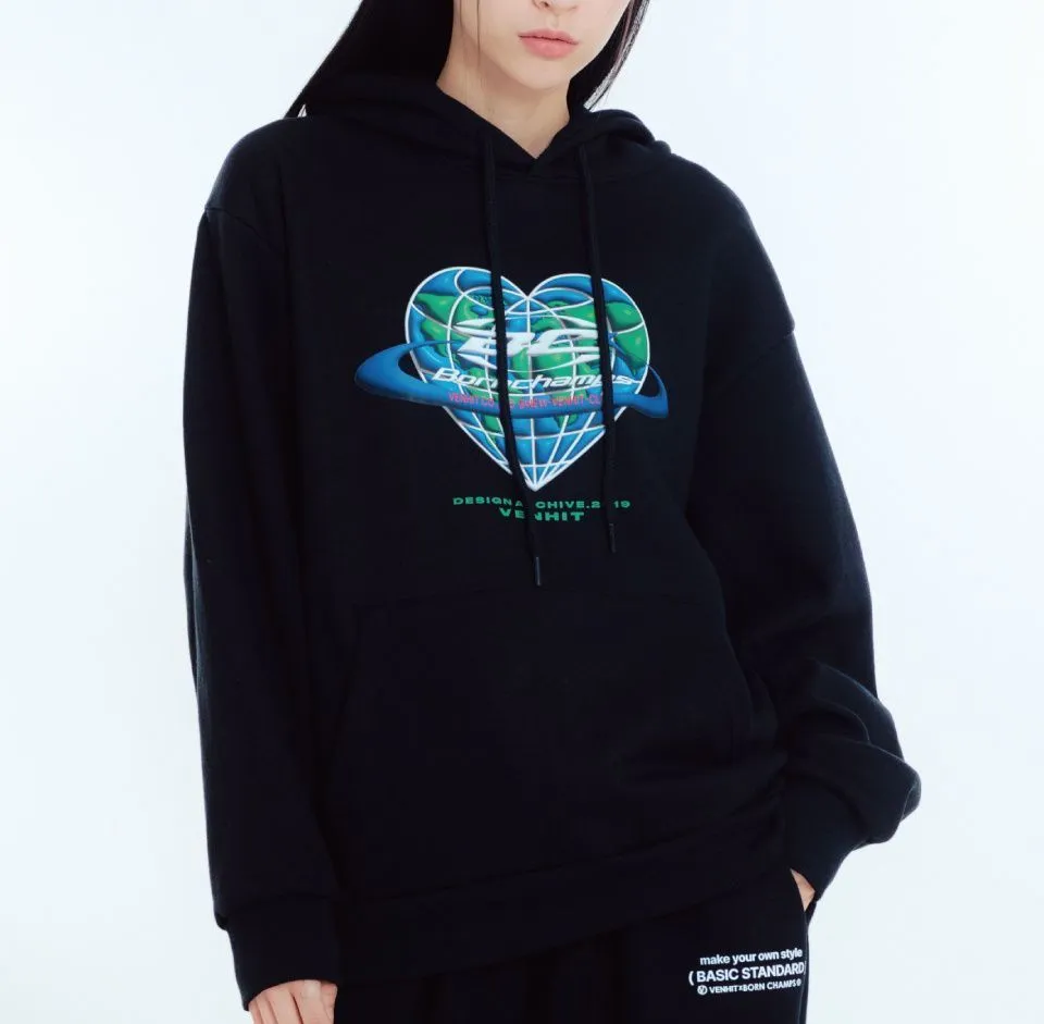 VENHIT  |Heart Unisex Sweat Street Style Long Sleeves Oversized Logo