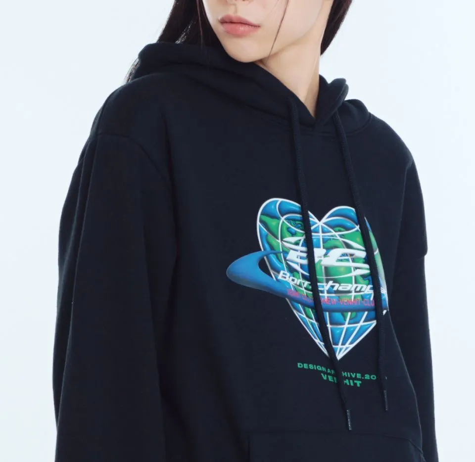 VENHIT  |Heart Unisex Sweat Street Style Long Sleeves Oversized Logo