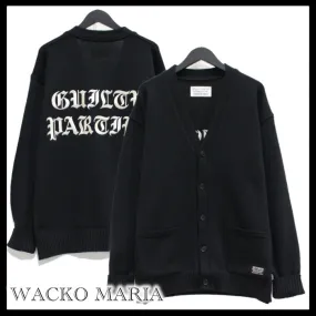 WACKO MARIA  |Button-down Wool Street Style Logo Front Button Cardigans