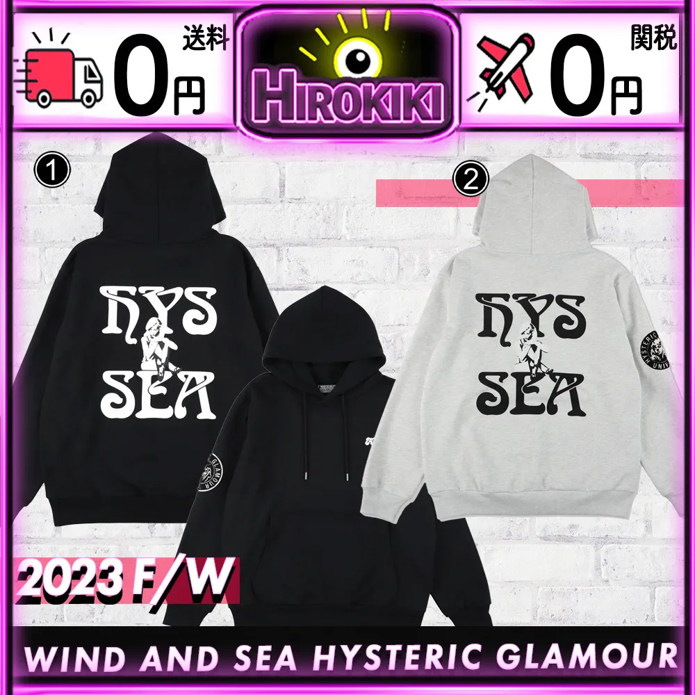 WIND AND SEA  |Unisex Street Style Collaboration Logo Skater Style Hoodies