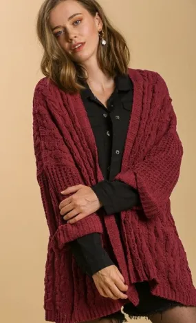 Wine Cable Knit Sweater