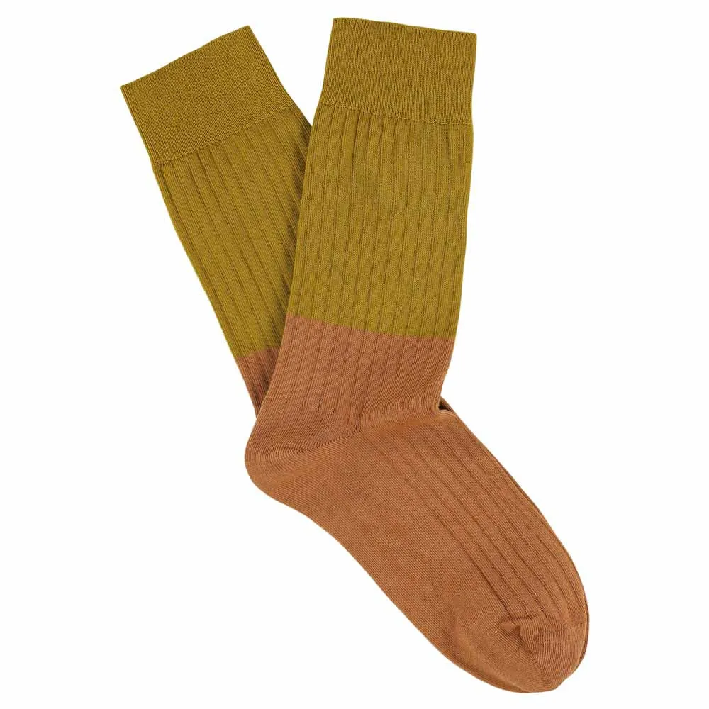 Women Block Socks - Mustard / Bronze