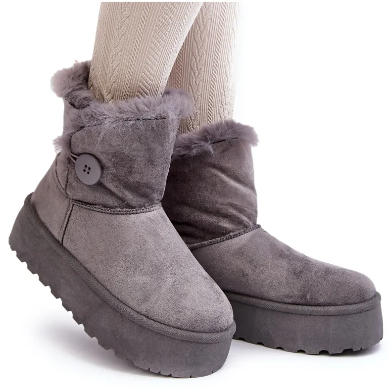 Women's Platform Snow Boots With Fur, Gray Vikas grey