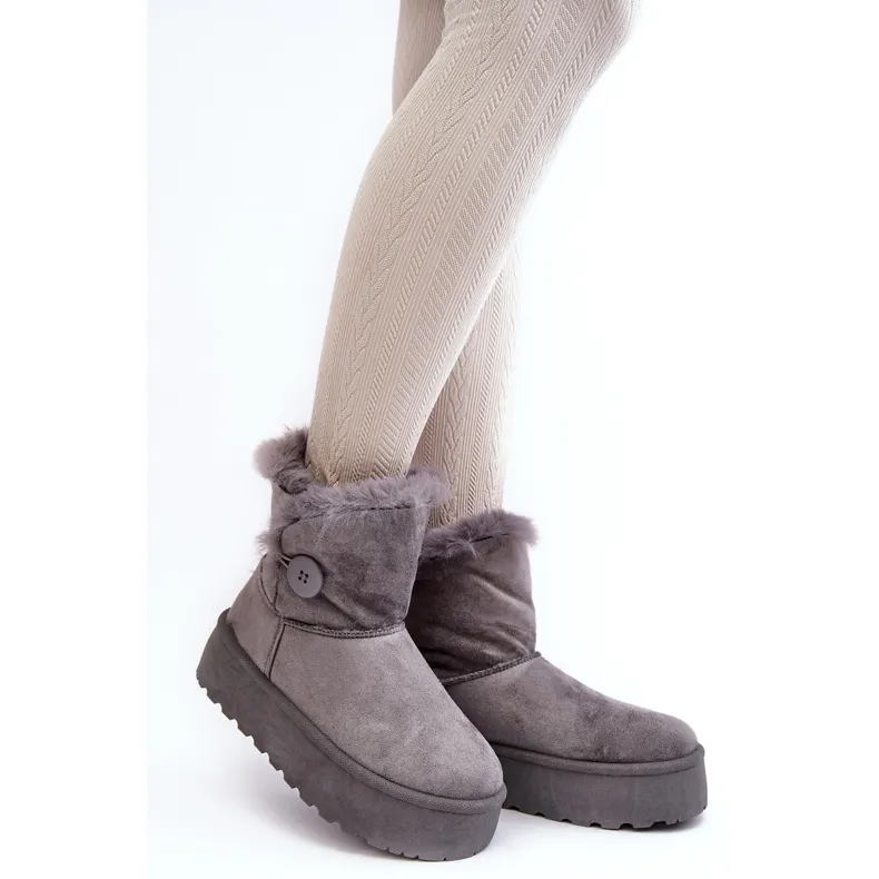 Women's Platform Snow Boots With Fur, Gray Vikas grey