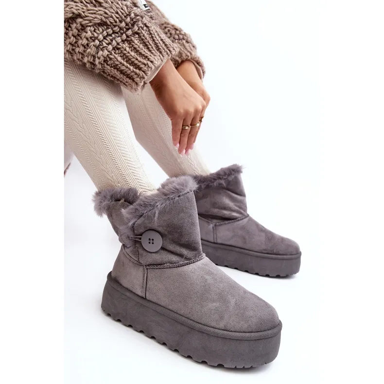 Women's Platform Snow Boots With Fur, Gray Vikas grey