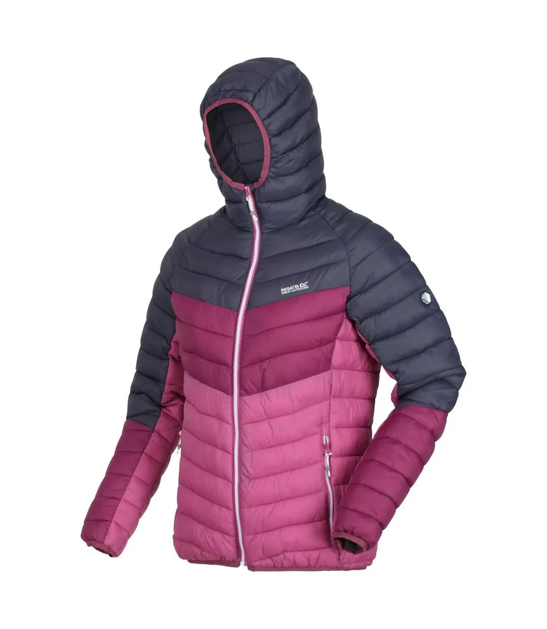 Womens/ladies harrock lightweight puffer jacket seal grey/amaranth haze Regatta