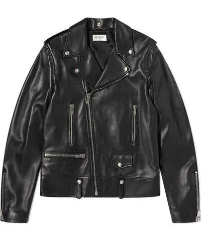 Yves Saint Laurent Men's Classic Motorcycle Leather Jacket